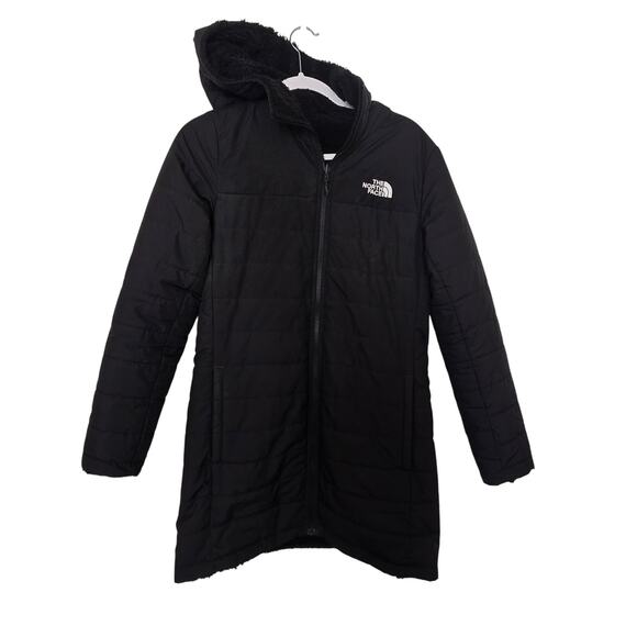 Women's The North Face Black Parka Reversible Hooded Coat Small - Picture 2 of 8